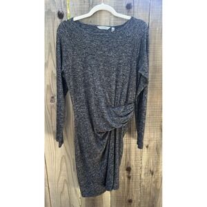 Athleta Midi Long sleeve Dress Women Sz Med  Ruched Waist Soft Heathered